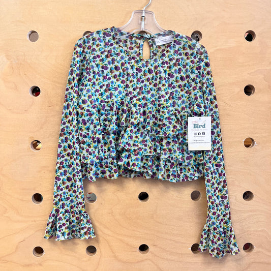 2pc Aqua Floral Blouse/Aqua Tank