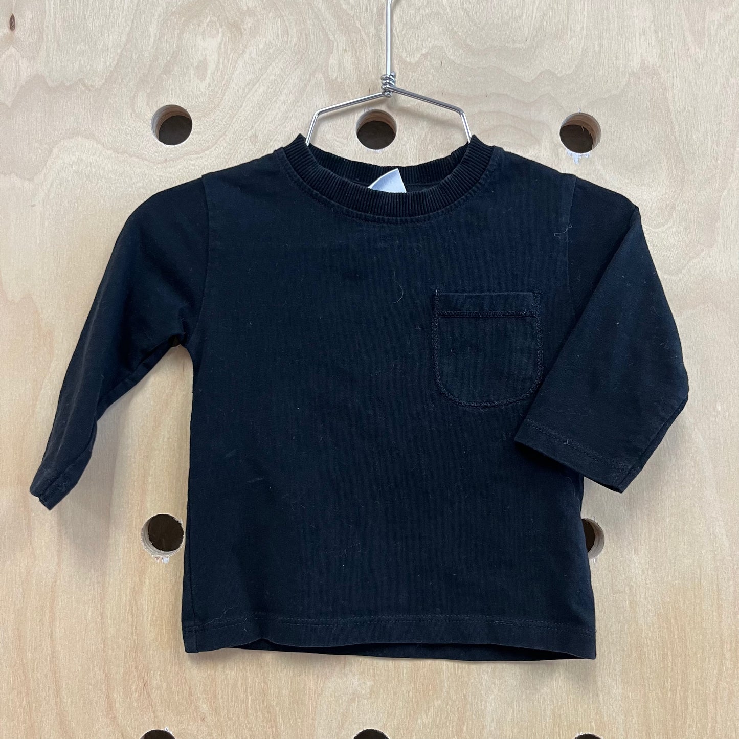 Black Pocket LS Tee