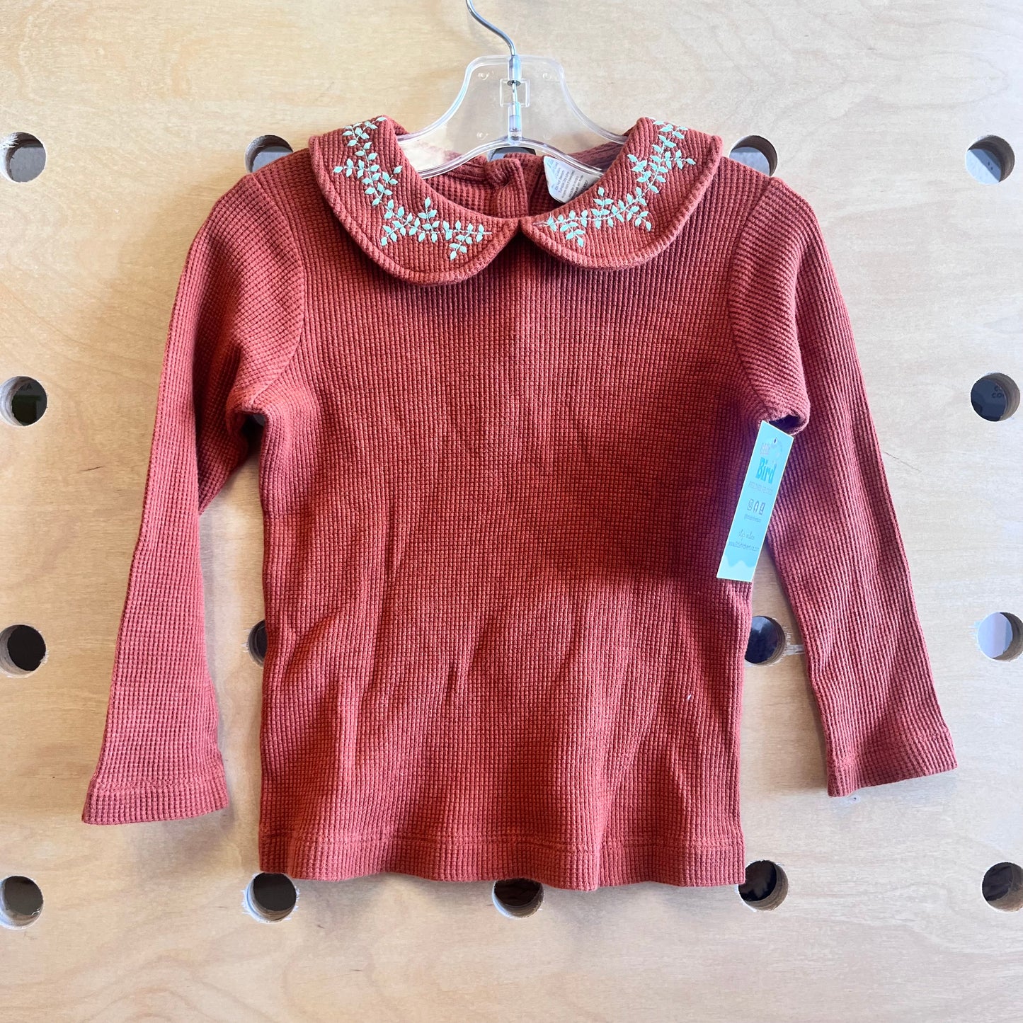Rust Leaf Collar Waffle Knit Organic Top