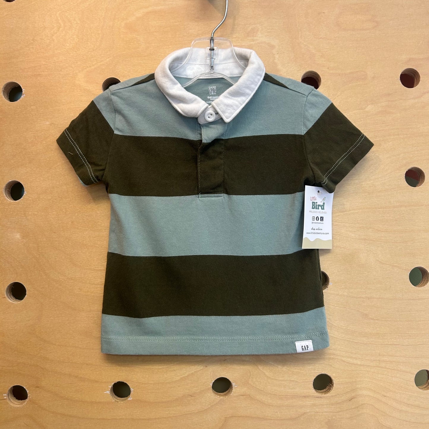 Blue/Green Striped Collared Tee
