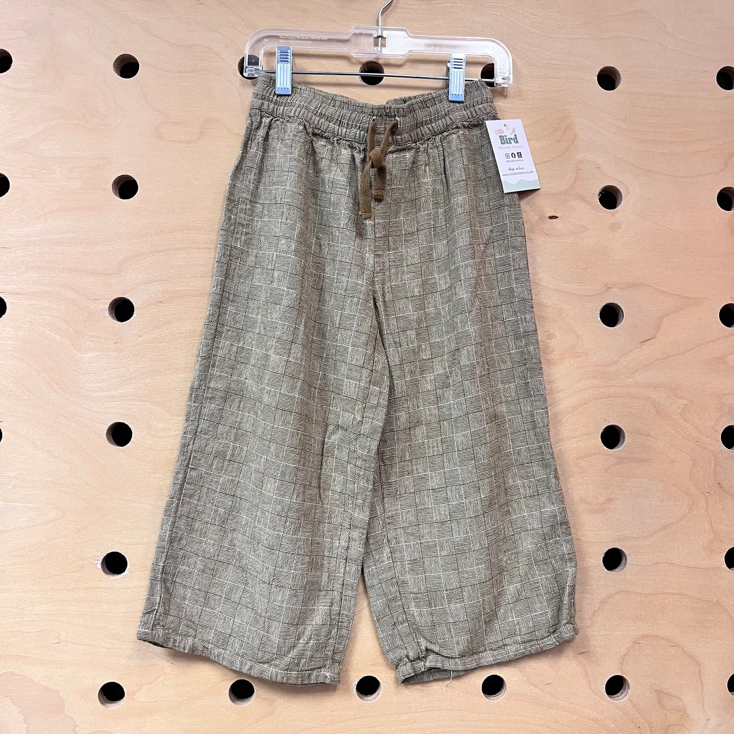 Green Woven Pattern Wide Pants