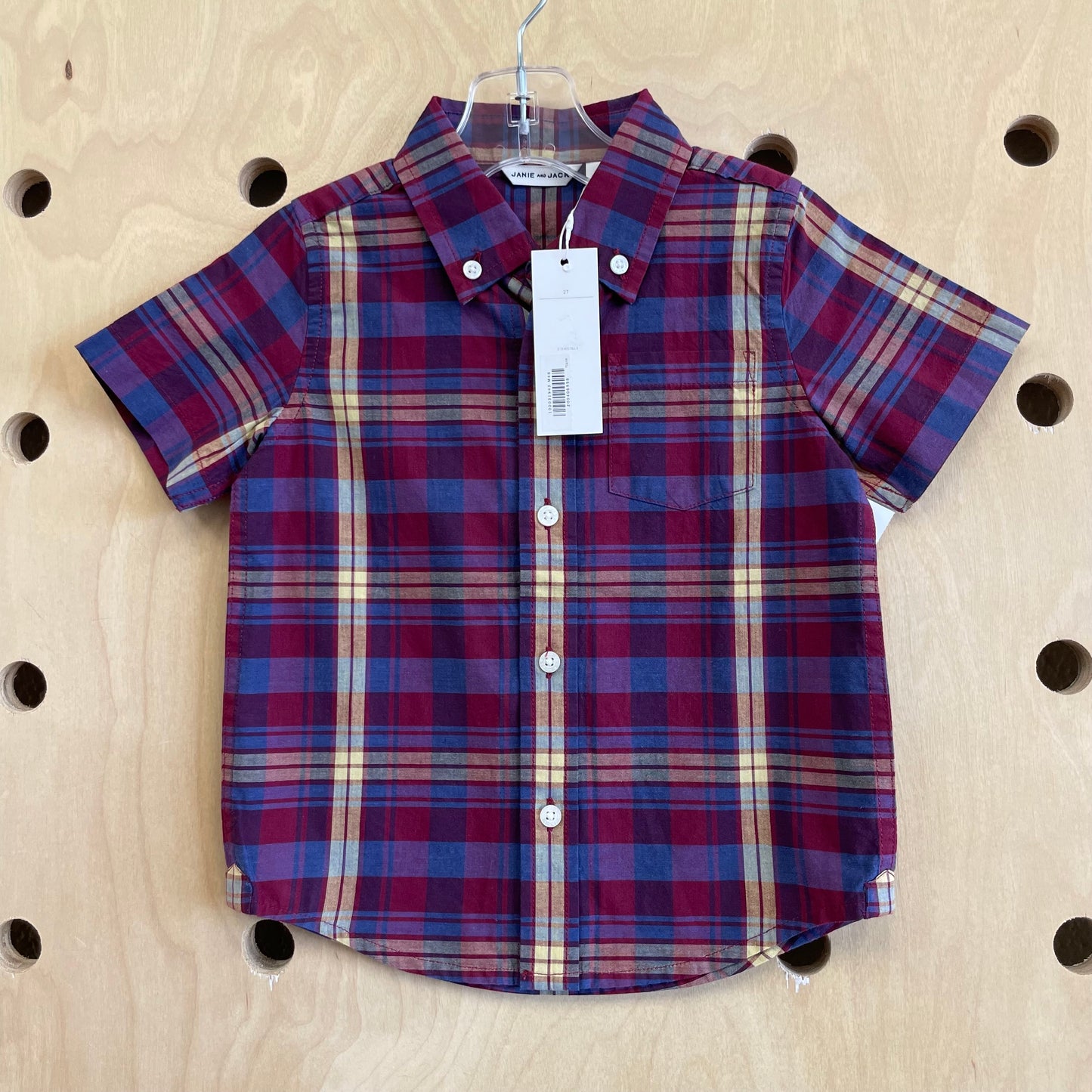 Burgundy Plaid Button Up NEW!