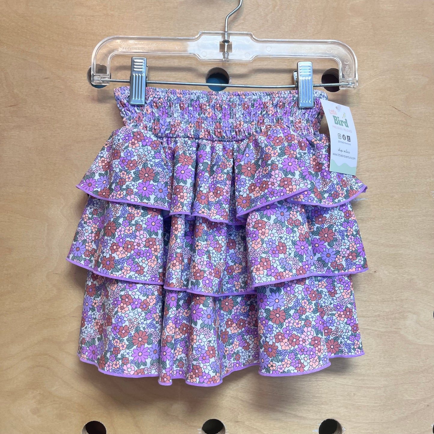 Purple Floral Tiered Skirt