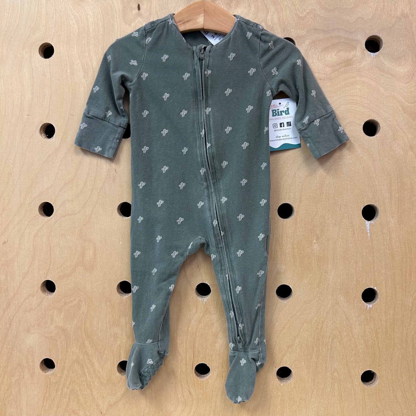 Green Cactus Zip Footies