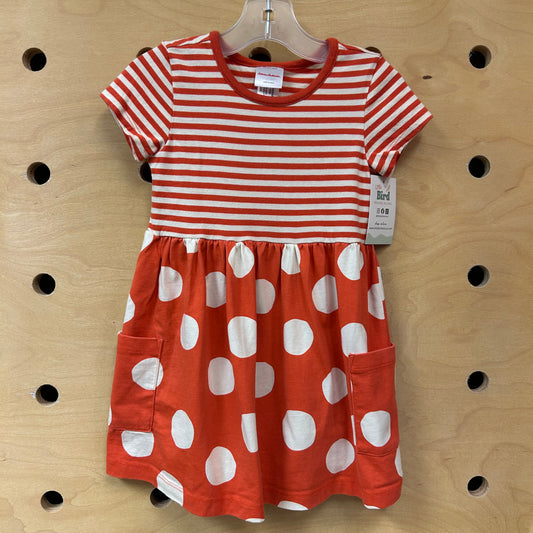 Red Striped Polka Dot Dress