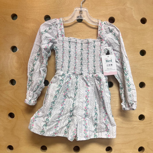 Smocked Swiss Dot Floral Romper