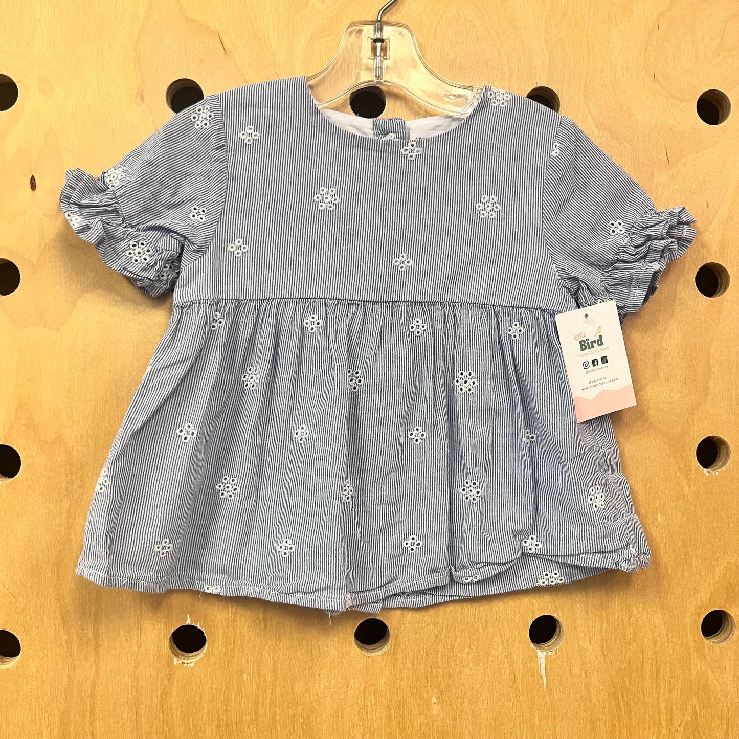 Blue Striped Eyelet Top