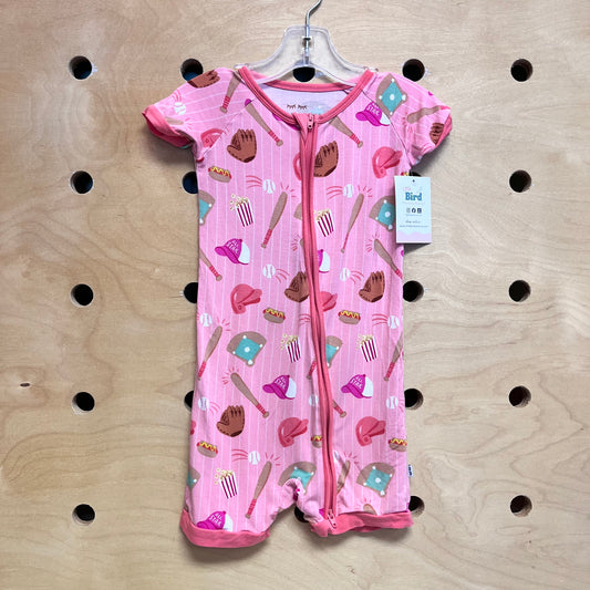 Pink Baseball Bamboo Zip Shortie