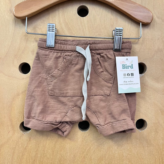 Brown Cotton Drawstring Shorts