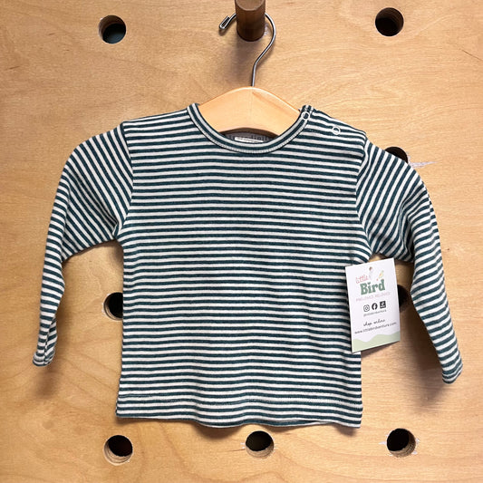 Organic Green/White Striped LS