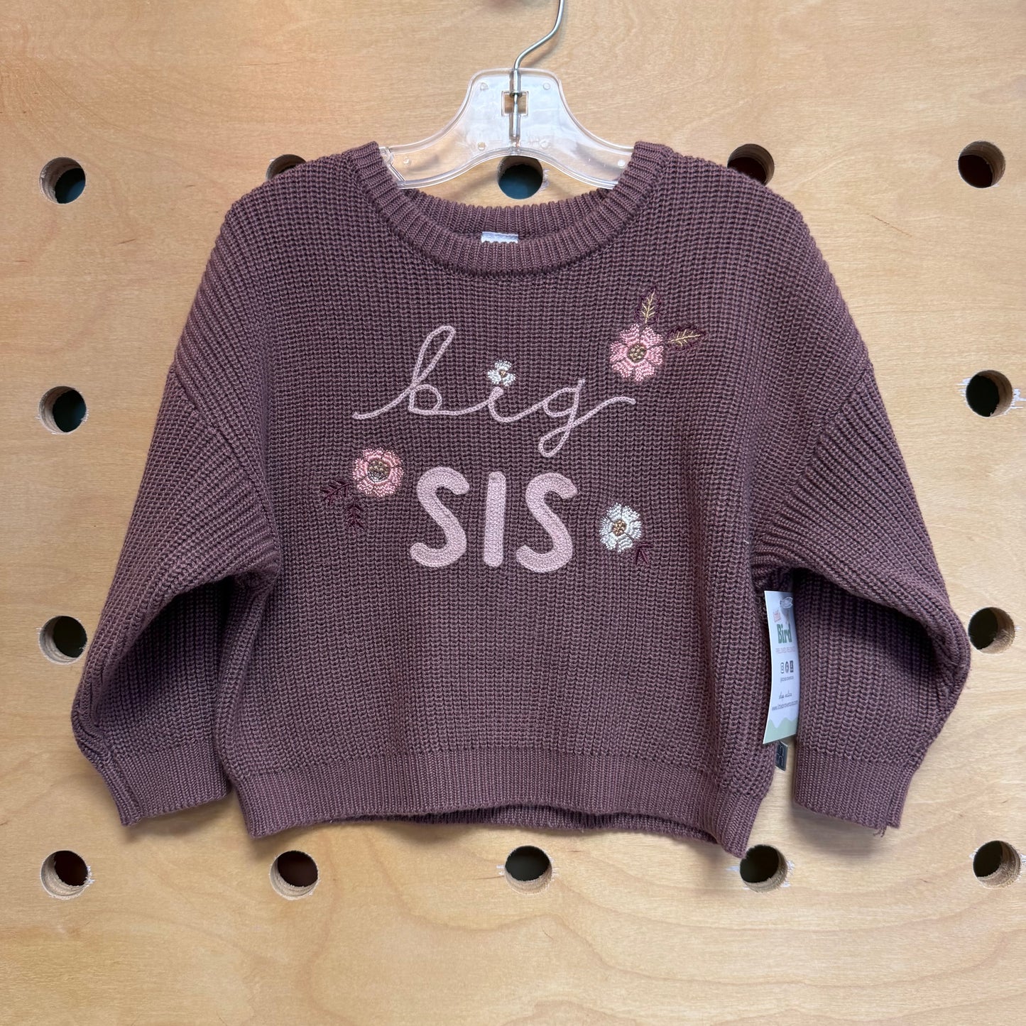 Plum Embroider 'Big Sis' Floral Sweatshirt