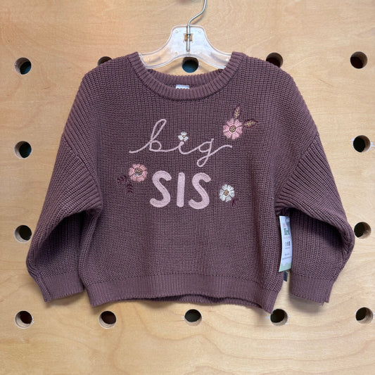 Plum Embroider 'Big Sis' Floral Sweatshirt