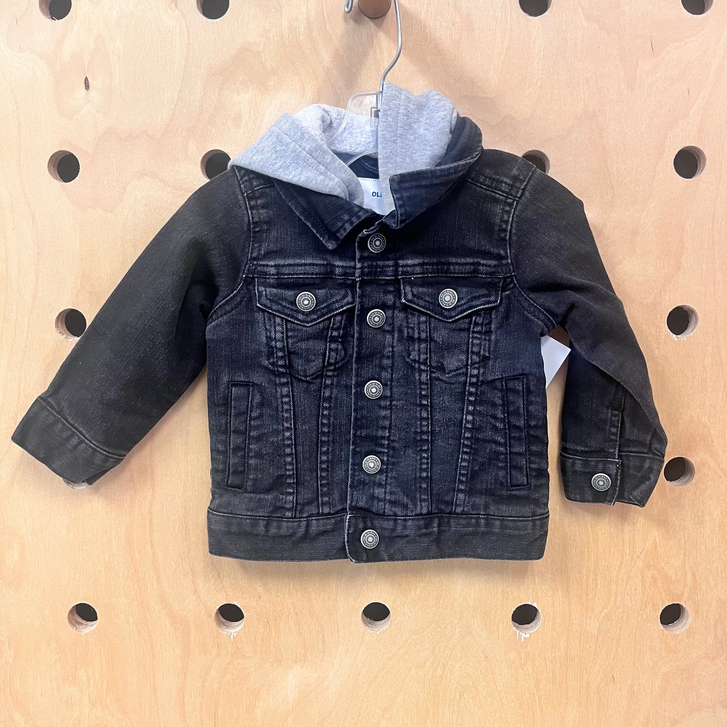 Black Denim Snap Jacket