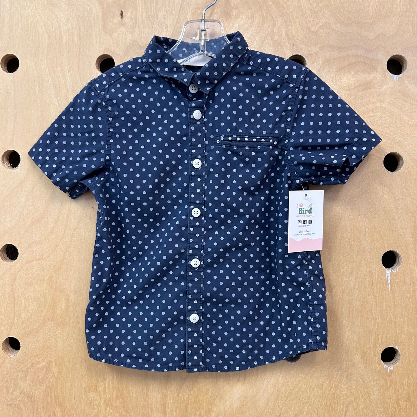 Blue Polka Dot Button Up
