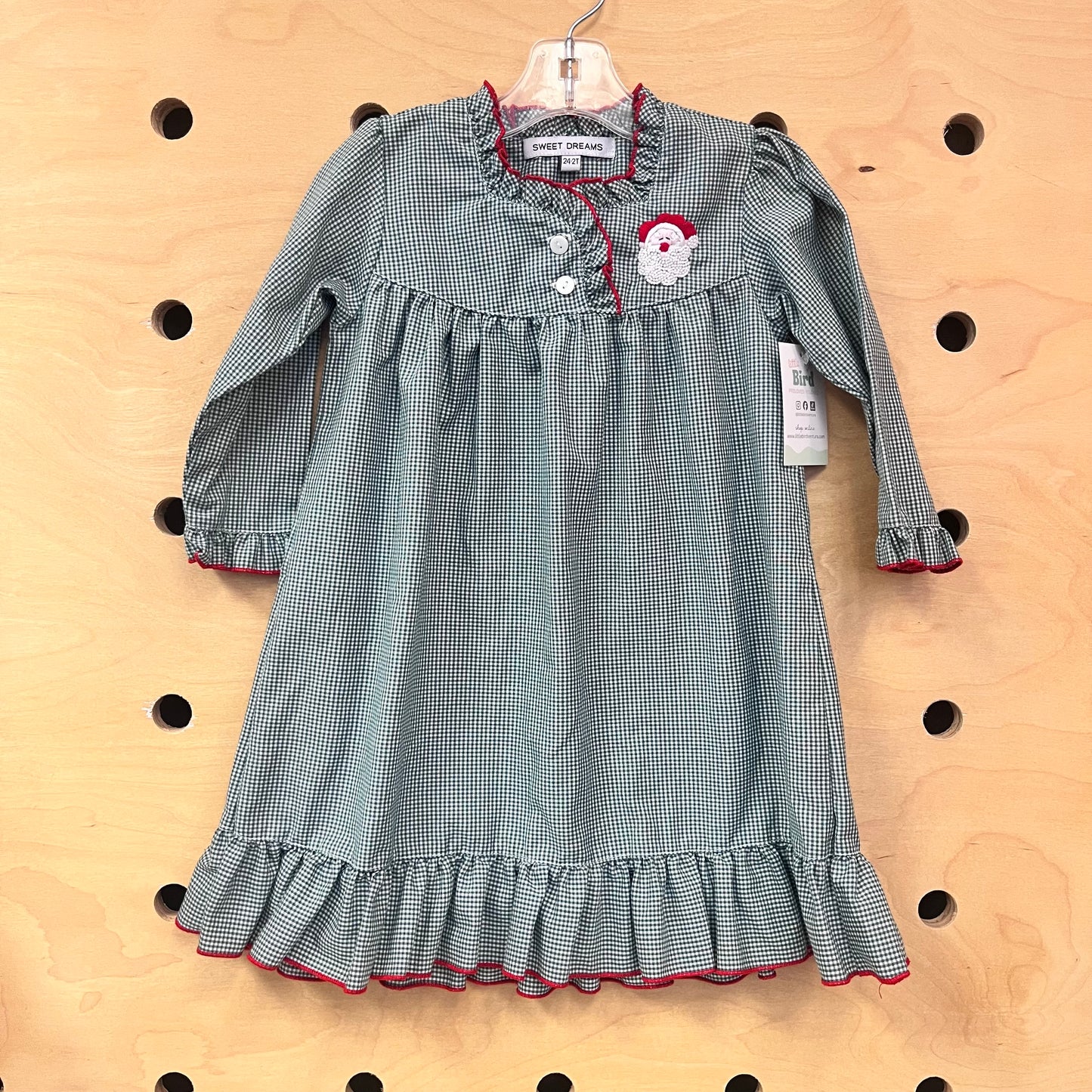 Green Gingham Santa Nightgown