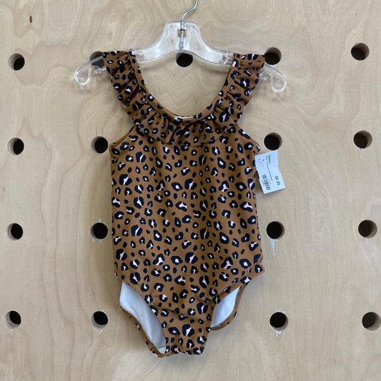 Brown + Pink Animal Print Swimsuit