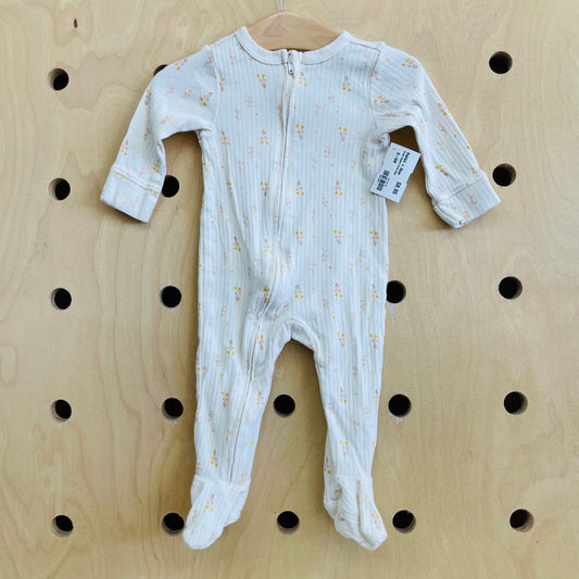 Cream Organic Floral Zippy