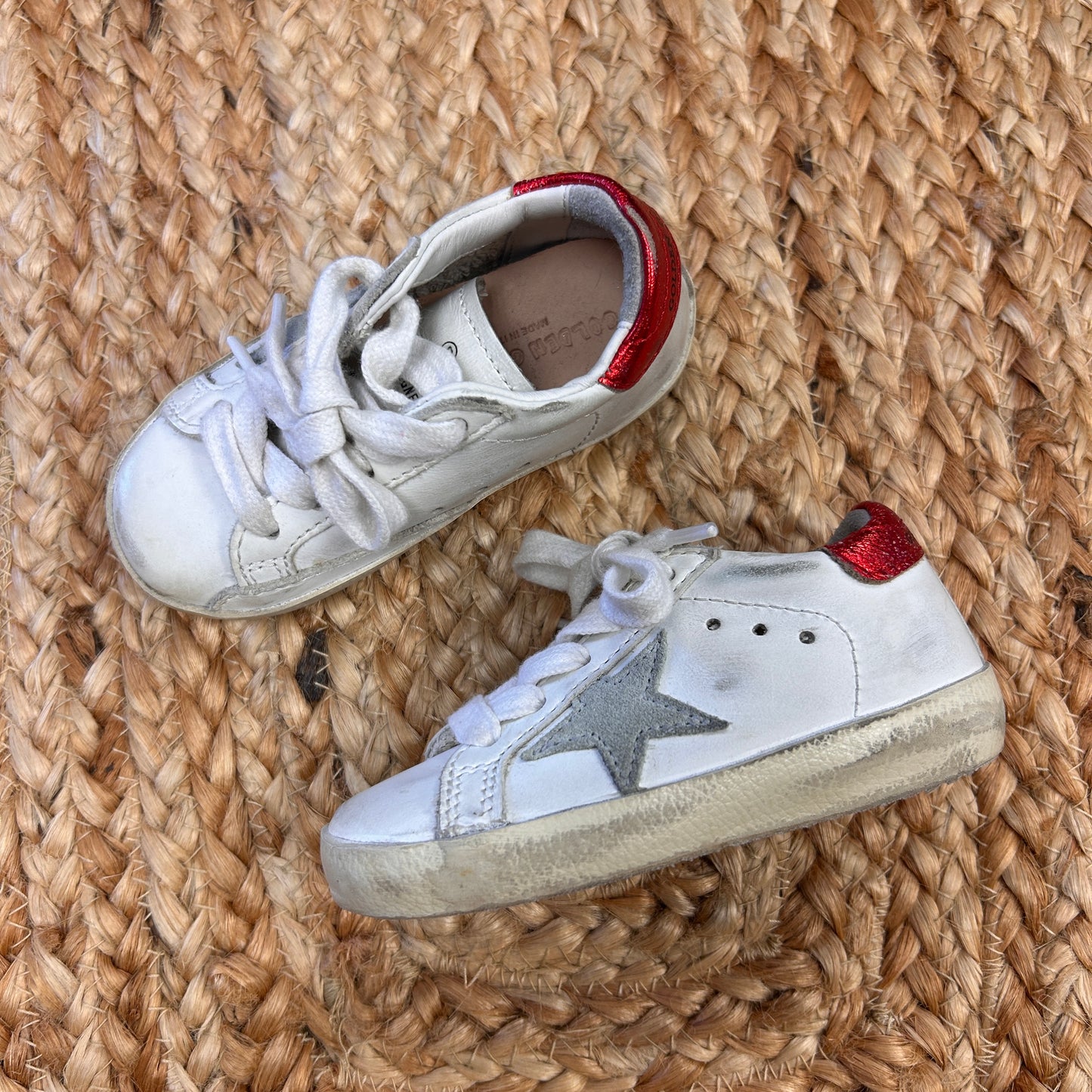 White/Red & Grey Star Sneakers