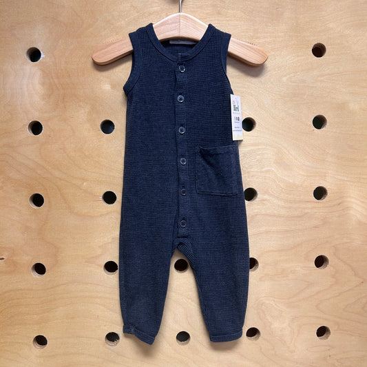 Blue Waffle Knit Romper