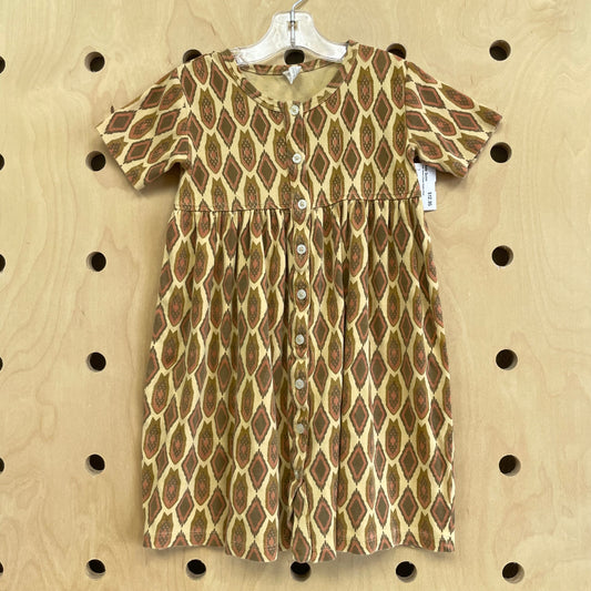 Pale Yellow & Brown Organic Dress
