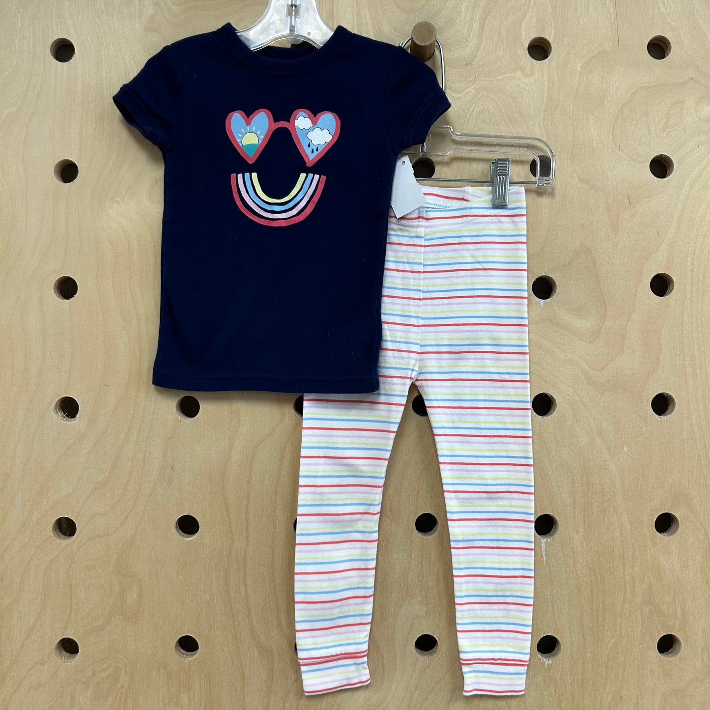 Rainbow Heart Eyes Striped Pajamas