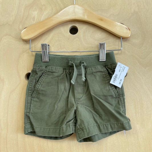 Olive Green Faux Drawstring Shorts