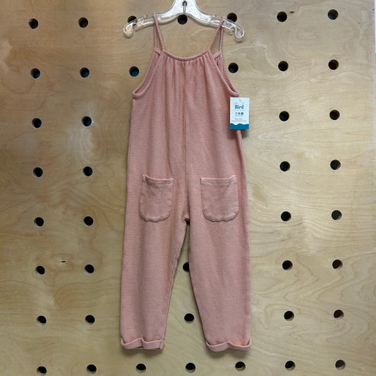 Peach Waffle Knit Pocket Romper