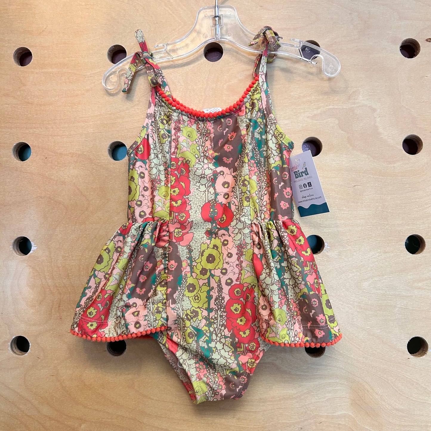 Coral Pom Floral Swimsuit