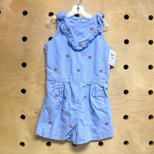 Blue Embroider American Flag Romper