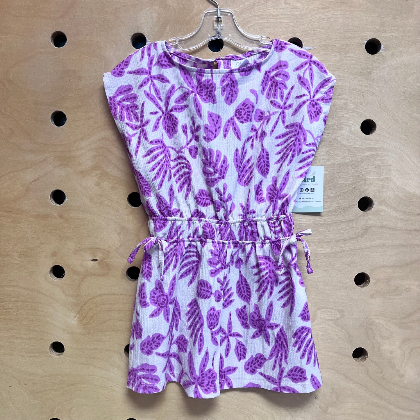 White/Purple Leaves Romper