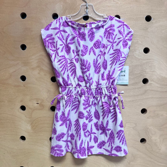 White/Purple Leaves Romper