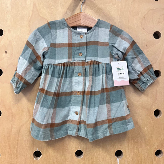 Organic Green/Brown Flennel Dress