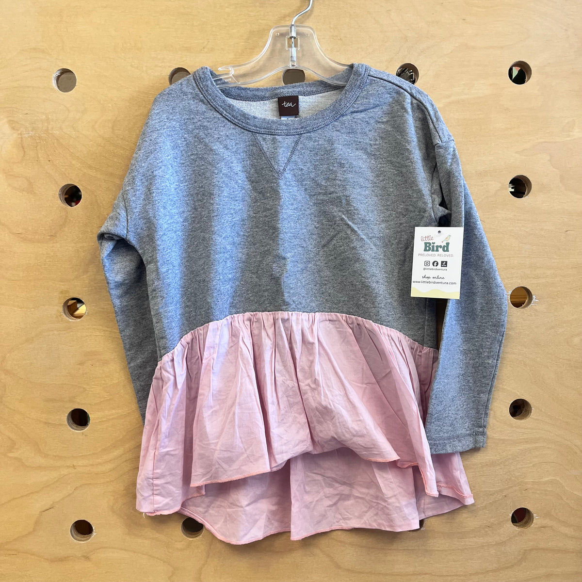 Grey/Pink LS Pullover
