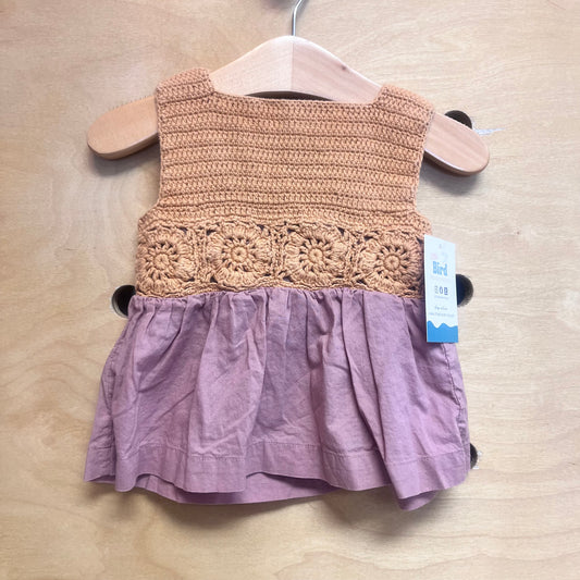 Orange Crocheted/Organic Pink Cotton Dress