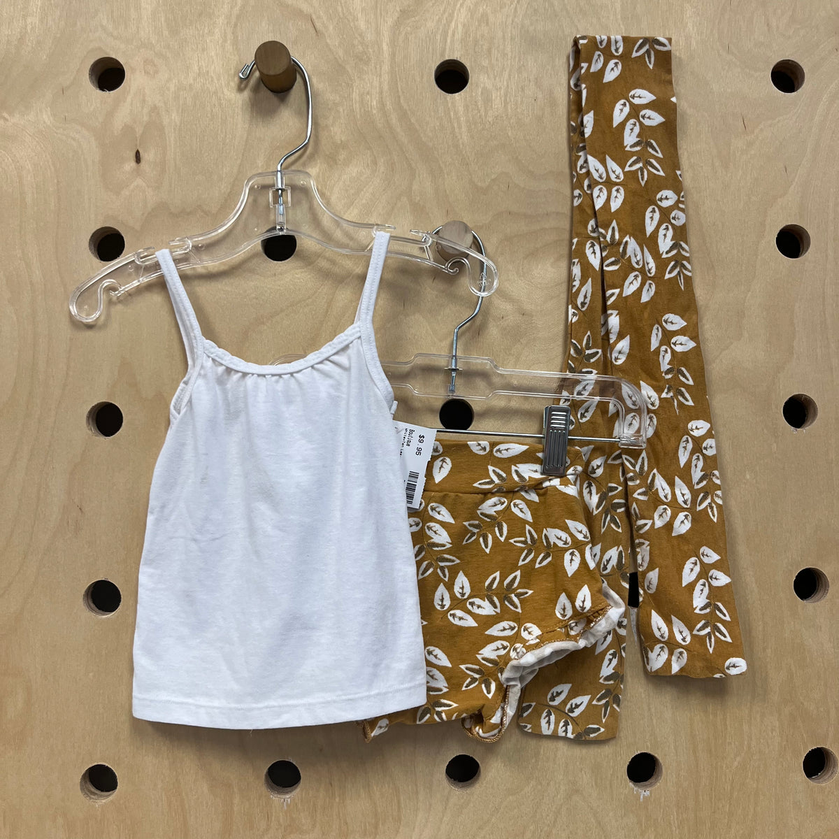 White+Tan Leaves 3pc Outfit