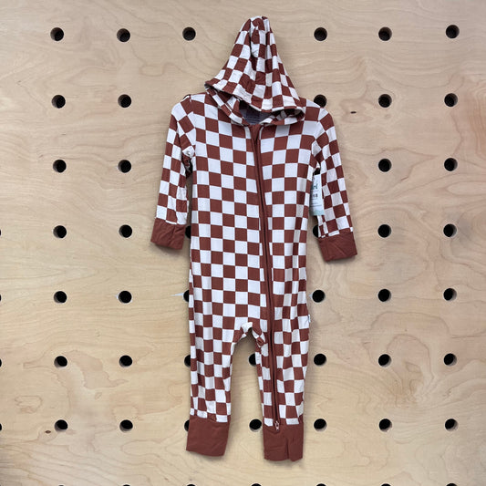 Brown Checkered Bamboo Romper