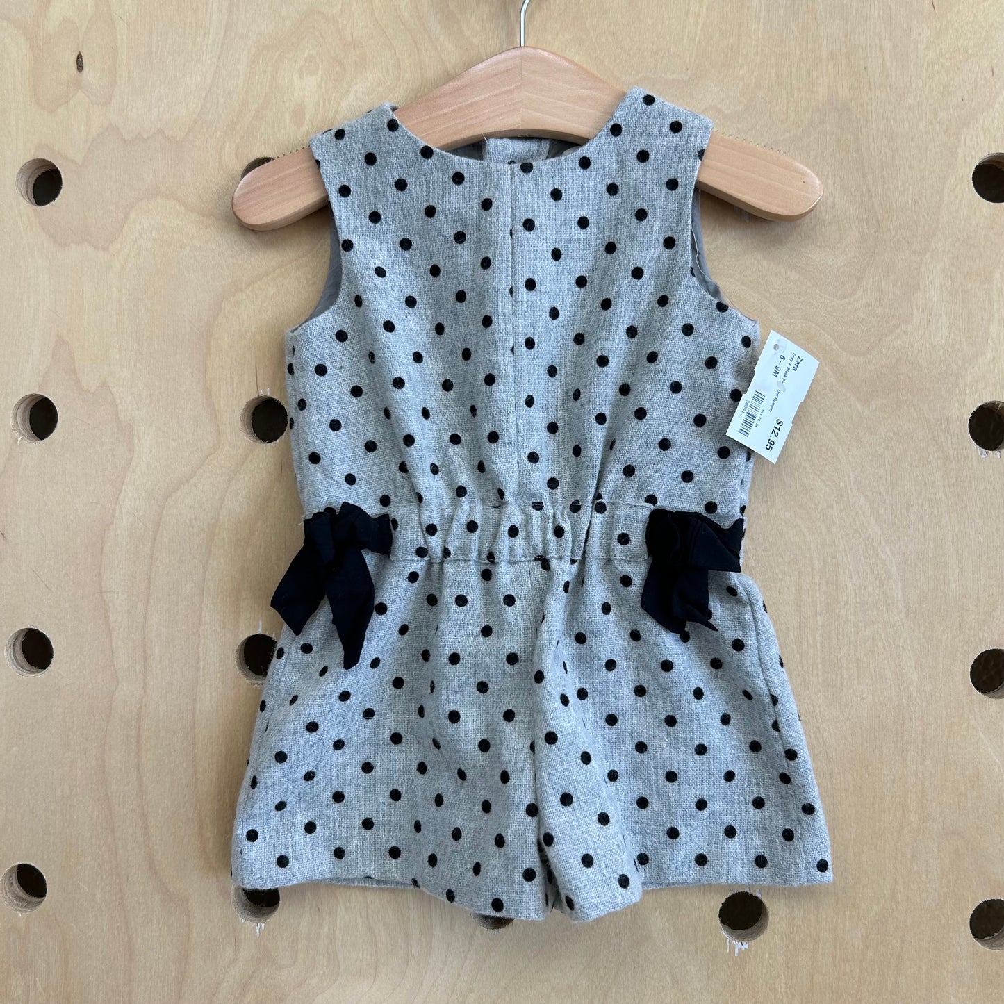 Grey & Black Polka Dot Romper