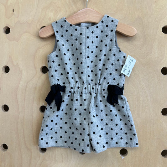 Grey & Black Polka Dot Romper