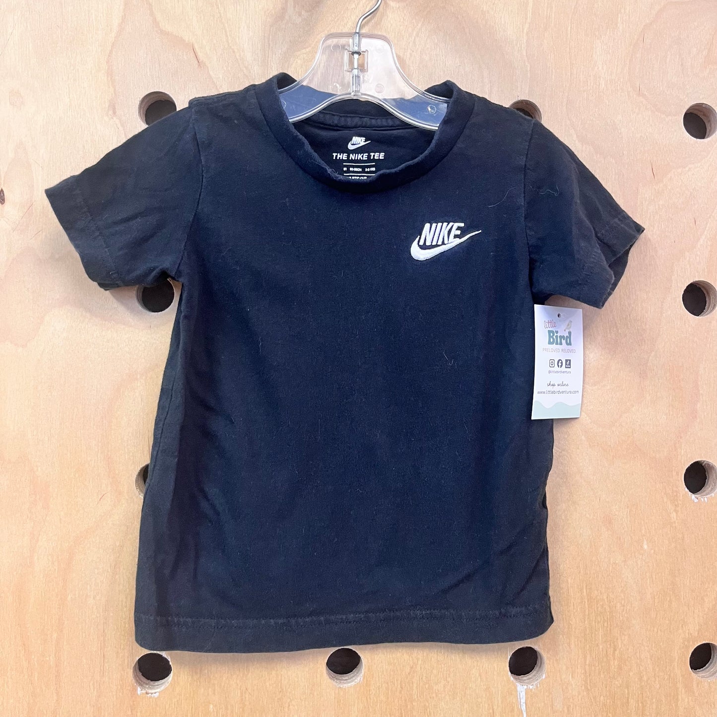 Black Embroidered Logo Tee