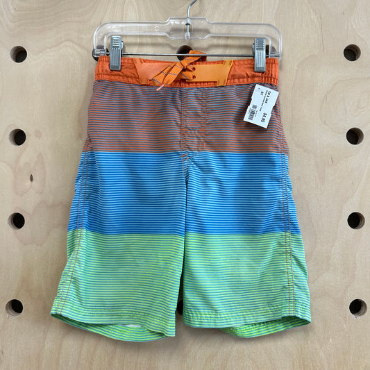 Striped Colorblock Swim Trunks