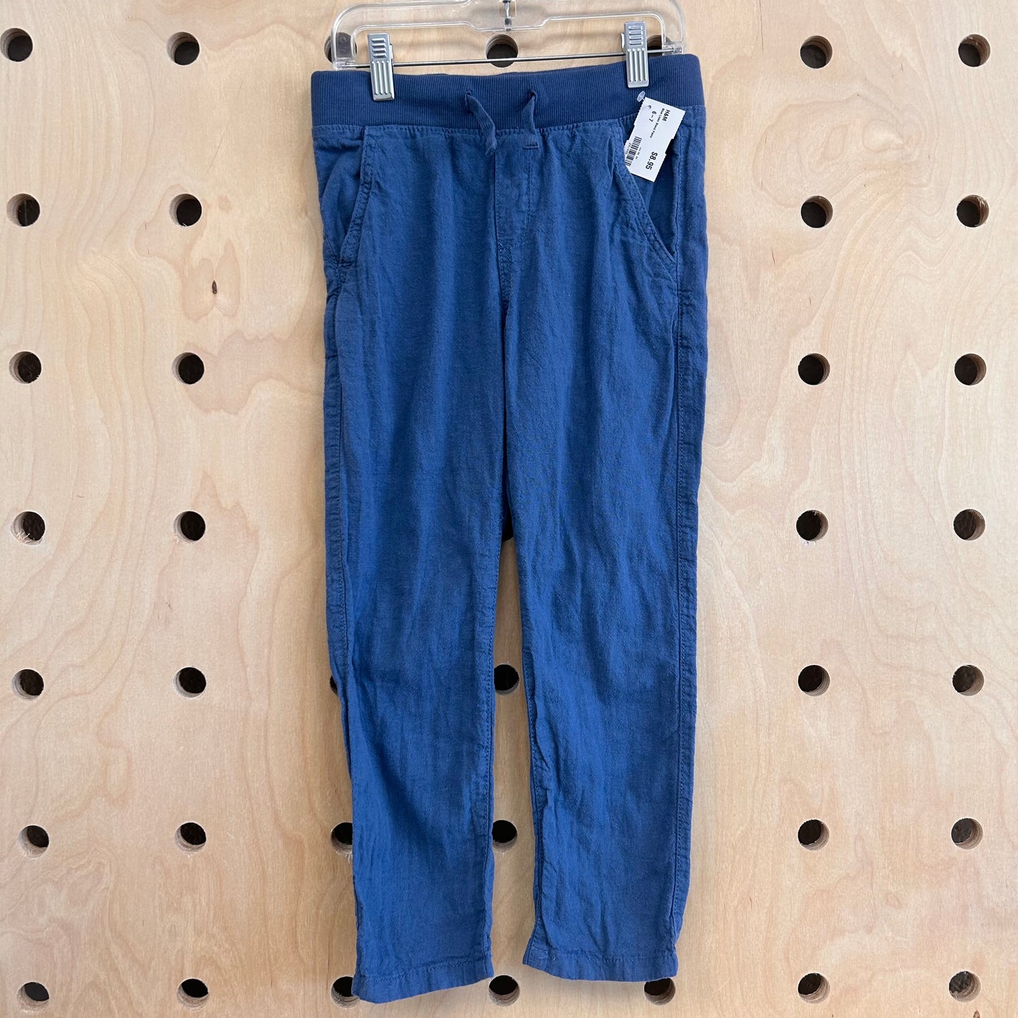 Blue Linen Blend Pants