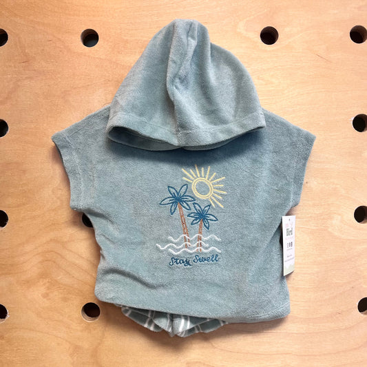 Blue Embroider 'Stay Swell' Terry Outfit