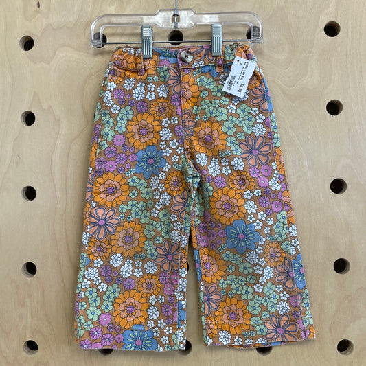 Multi-Color Flower Wide Leg Jeans