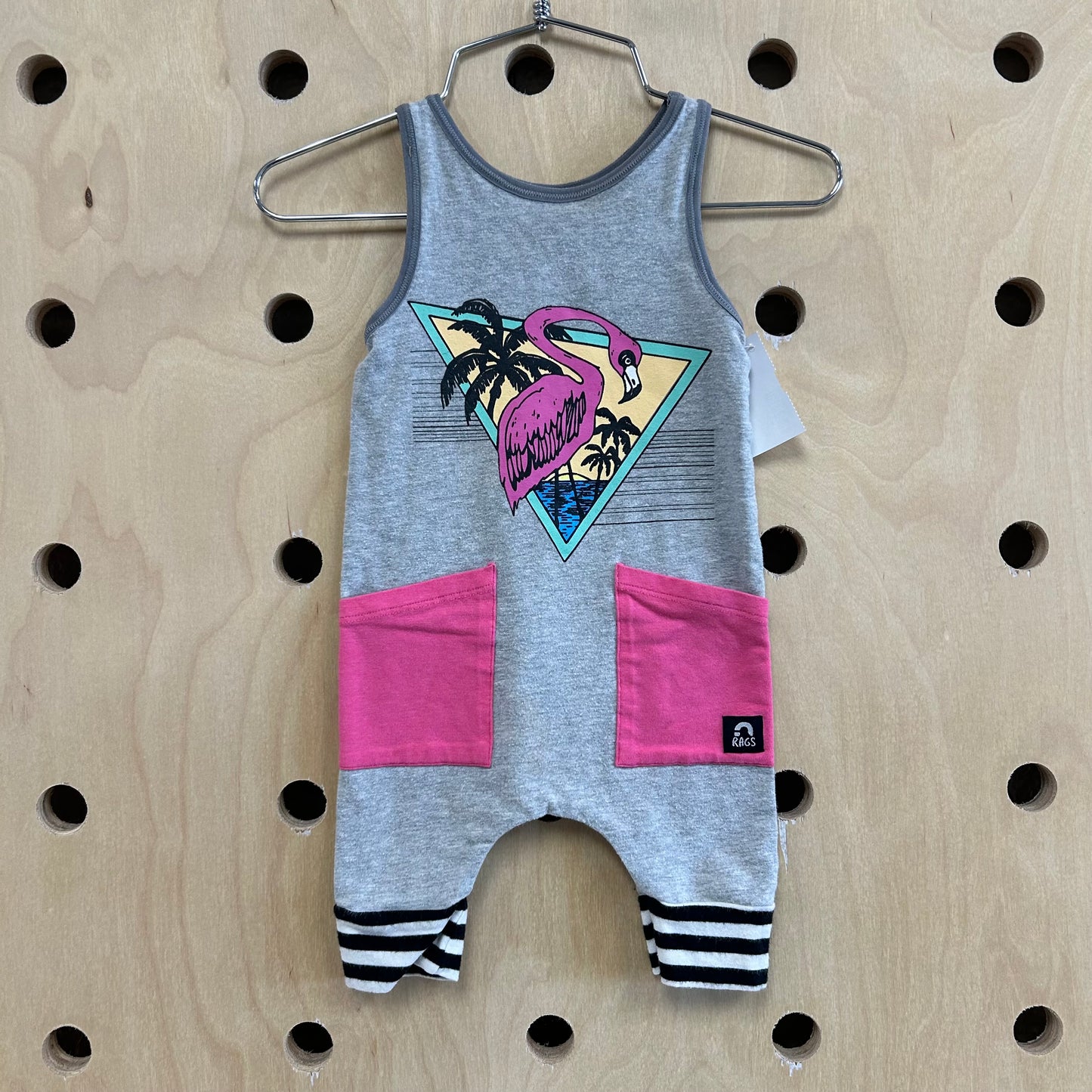 Grey Flamingo Romper