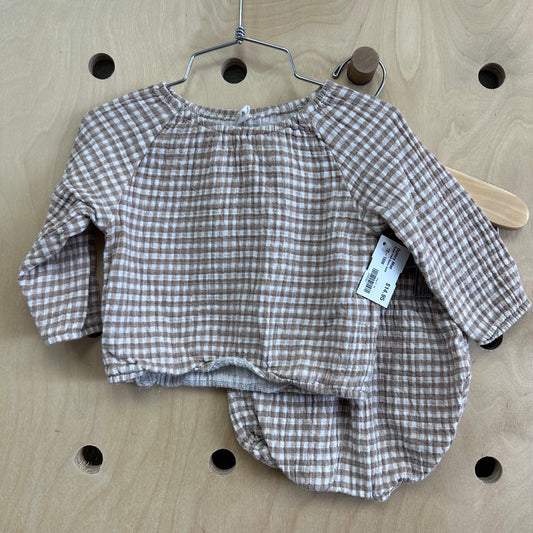 Brown Plaid Gauze Outfit