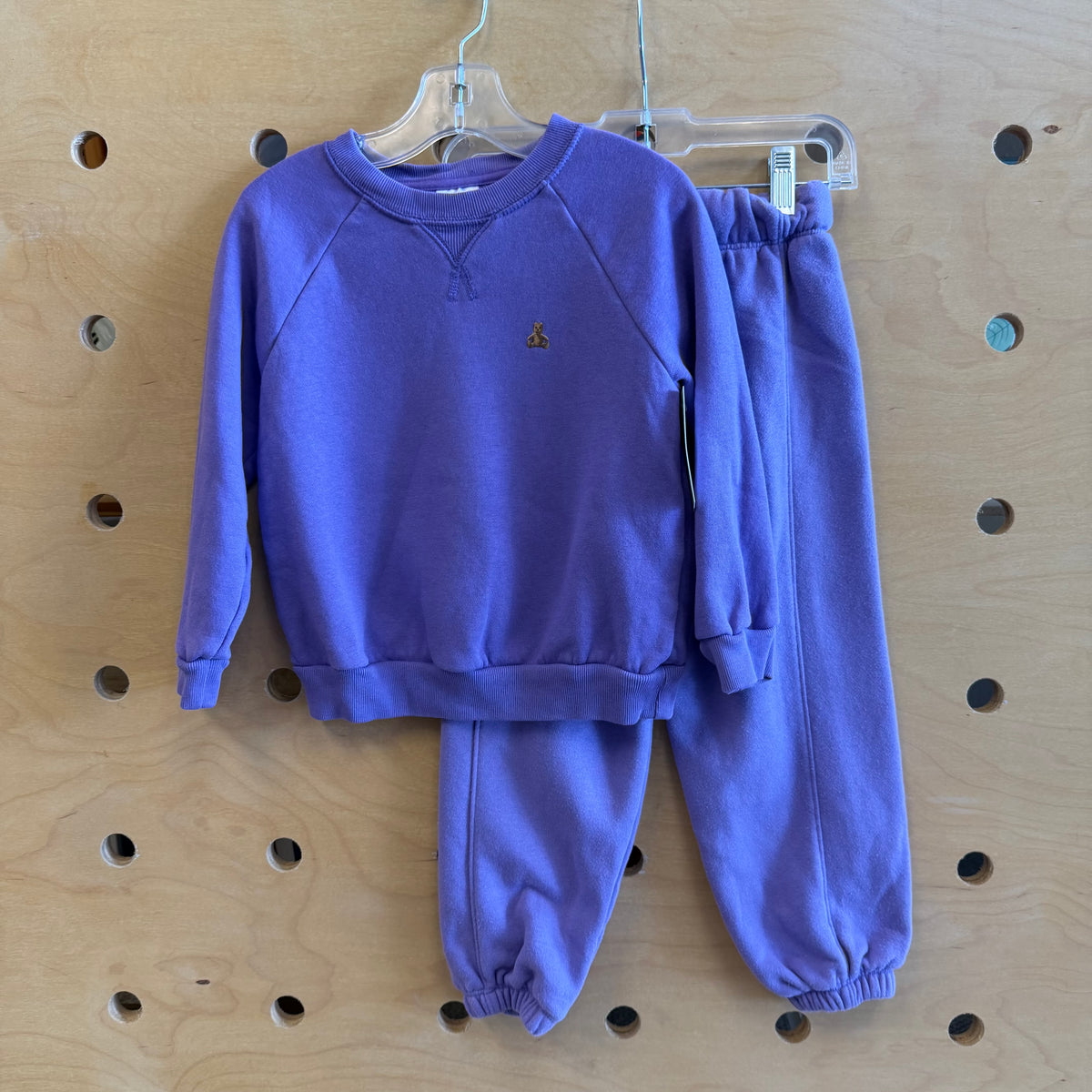 Purple Embroider Bear Pullover/Joggers