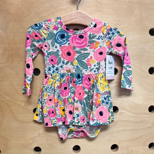 Bright Floral Bamboo Bodysuit Dress