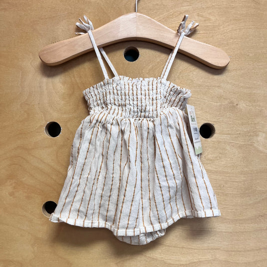 Cream/Brown Striped Romper