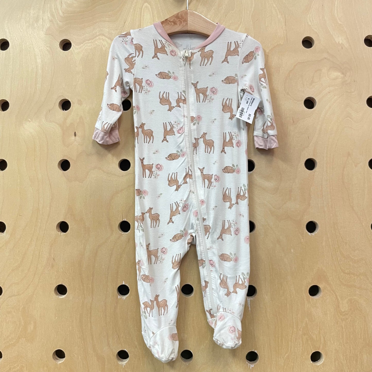Cream & Pink Deer Bamboo Zippy