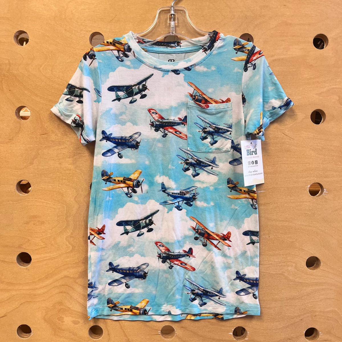 Blue Airplane Bamboo Pocket Tee